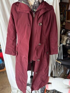 London Fog Women's Burgundy Trench Coat